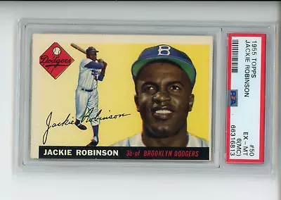 1955 Topps Jackie Robinson 50 Dodgers Partial Diamond Variation PSA 6 (MC) EX-MT • $1199.99