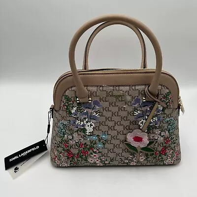 NEW Karl Lagerfeld Paris Penelope Monogram Embroidered Floral Satchel (LH9DJ2AM) • $195