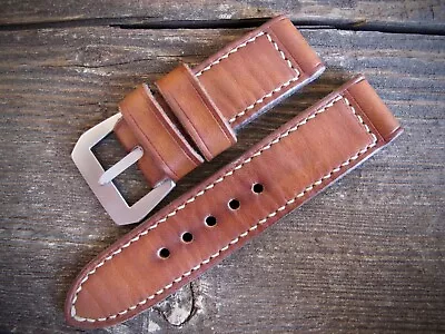 $100 • Buy Handmade  Cuoio 2  Brown Leather Watch Strap VDB Panerai GPF 28,27,26, 24,22mm