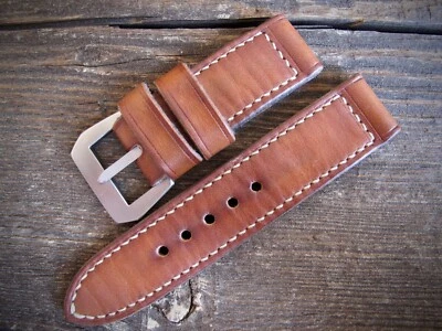 $100 • Buy Handmade  Cuoio 2  Brown Leather Watch Strap VDB Panerai GPF 28,27,26, 24,22mm