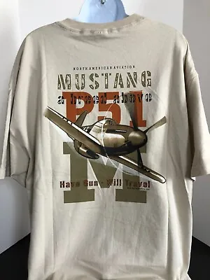 Vintage P-51 MUSTANG T-shirt Design By Alpha Strike Adult XL Beige Excellent • $24