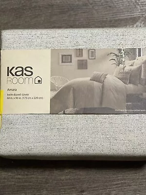 KAS Room Duvet Cover Amara Gold Metallic Threading Khaki Twin 68  X  90 NEW NIP • £20.42