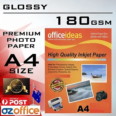 $18.95 • Buy 180GSM A4 High Glossy Photo Paper Canon Epson HP Xerox Lexmark Inkjet Printer