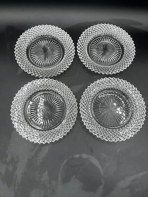 Set Of 4 ANCHOR HOCKING Miss America Clear Saucers • $15