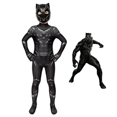 Black Panther Costume Cosplay Bodysuit T'Challa Civil War For Kids • $55.89