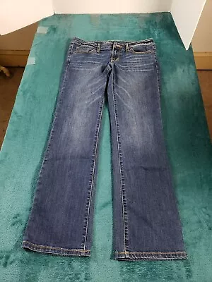 Mossimo Jeans Womens Blue Sz 4 Short Low Rise Pants Stretch Bootcut Denim • $14.97