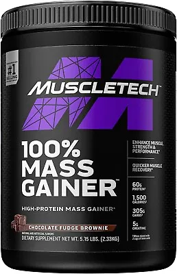 Protein 100% Mass Gainer MuscleTech Chocolate Fudge Brownie 5.15 Lbs (2.33 Kg) • $40.89