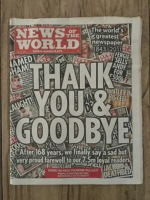 NEWSPAPER - News Of The World - Last Edition - July 10 2011 - Original • £4.50