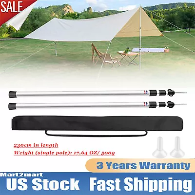 Universal Aluminum Telescoping Tarp Poles Camping Tarp Tent Poles Adjustable Rod • $24.70