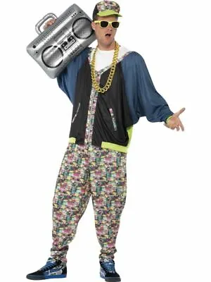 Adult 80s Hip Hop Costume Rapper Fancy Dress Mens Vanilla Ice MC Hammer Outfit • £27.62