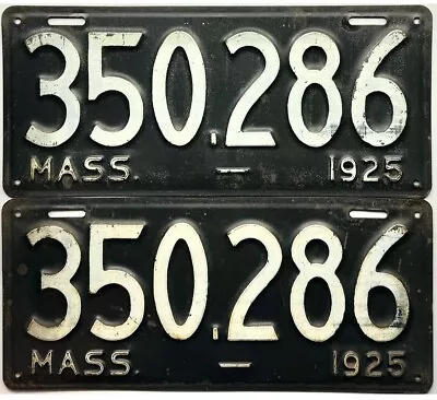 1925 Massachusetts License Plate PAIR #350-286 No Reserve • $39.99