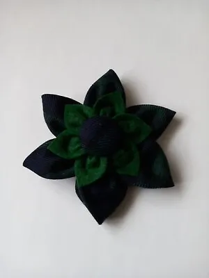 Blue & Green( Blackwatch) Tartan Brooch. Green Felt Inner Flower Tartan Centre  • £6.75