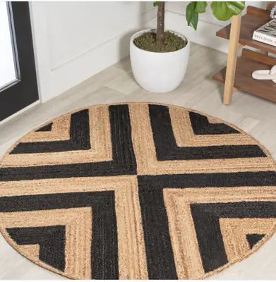 Round Rug Jute Cotton Braided Reversible Carpet Farmhouse Look Modern Area Rug • $17.51