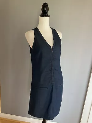 MISS CAPTAIN Gorgeous Indigo Chambray Denim Sleeveless Zip Fasten Dress 10  • £2.99