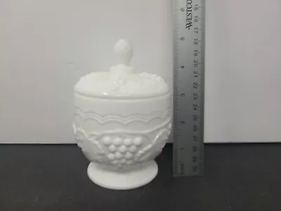 Vintage Imperial Milk Glass Sugar Bowl W Lid Grape Pattern White Candy Dish Rare • $9.99