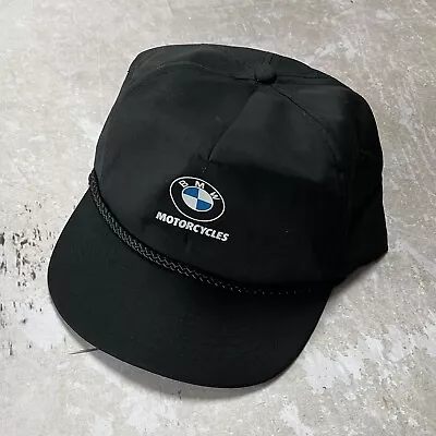 Vintage 80s BMW Hat Motorcycle Trucker Cap Car Racing Rope SnapBack • $20