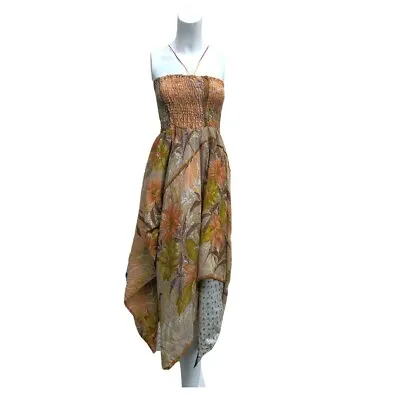 Handmade Vintage Silk Recycled Indian Women Sari Dress Hippie Sundress 5 Pc Lot • $110.52