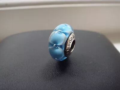 Genuine Pandora Murano Blue Petals  S925 Ale Glass Bead Charm • £0.99