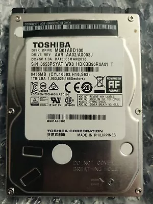 Toshiba MQ01ABD100 1TB SATA 2.5  Hard Drive • £16.99