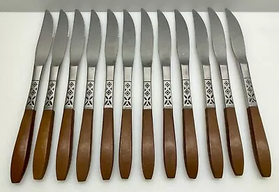 SILVERWARE MCM EKCO ETERNA   EKS5    (12)  9  DINNER KNIVES Wood Teak Handle VGC • $20.88