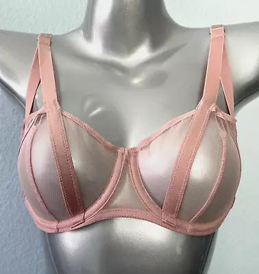 Victorias Secret Nwt Very Sexy Sheer Banded Strappy Pink Unlined Balconet Bra • $29.99