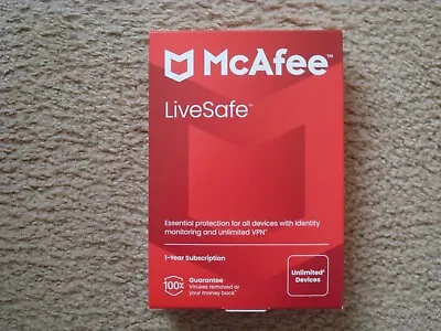 McAfee LiveSafe 2024 Unlimited Devices Antivirus Internet 1 Year Sealed Box! • $27.99