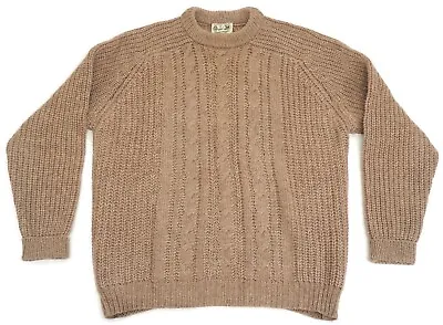 Vintage Hand Framed Wool Sweater EDINBURGH MILL Men L 44 Fisherman Cable Knit • $64.99