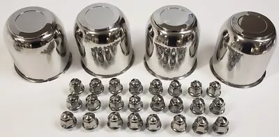 4 Trailer Wheel Lug And Cap Sets - Stainless Hub Cover 24 SS Lugs 4.25in. Center • $119.97