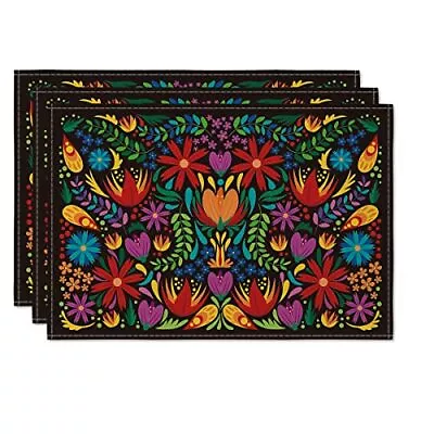  Mexican Flower Placemats For Dining Table 12 X 18 Inch Cinco De Mayo  • $26.89