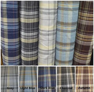 Tartan Checked Wool Effect Weave Upholstery Cushion Curtain Fabric Design: SKYE • £1.09