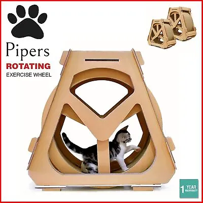 Pipers Cat Exercise Wheel Treadmill Cardboard Playing Scratching Post Play House • $109.99