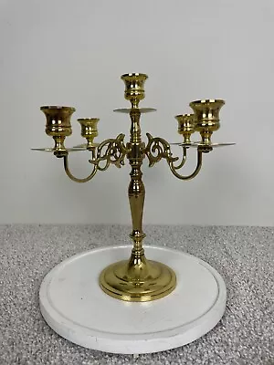 Vintage Forged Baldwin Solid Brass Candle 5-Arm Candelabra USA Forge Gold 11  • $30