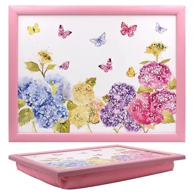 Cushioned Laptray Bed Serving Laptop Tray Butterfly Blossom Floral Pink Design • £15.95