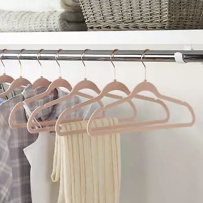 Non-Slip Velvet Clothing Hangers 100 Pack Pink Space Saving • $27.55