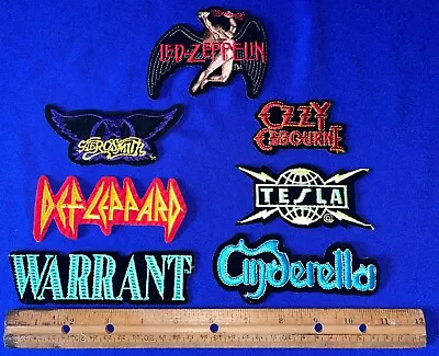 LOT-(7) Vintage HAIR METAL/GLAM EMBROIDED PATCH Aerosmith/Warrant/Tesla/Def/Ozzy • $45.49