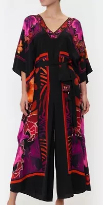 Camilla Kaftan Silk Jumpsuit  One Size Excellent Condition Midnight Poppy • $199