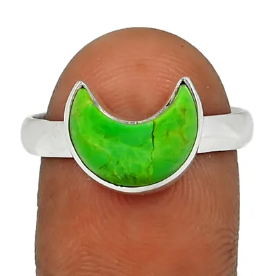 Moon-Composite Kingman Green Mohave Turquoise Silver Ring AW12 S.10 CR36368 • $11.99