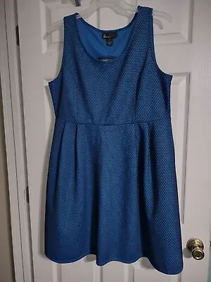$19.96 • Buy Dress Lane Bryant Fit & Flare Scuba Blue Black Plus Size Skater Plus Size 18