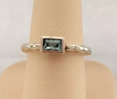 Michael Dawkins Blue Topaz Ring Size 6 Sterling Silver 925 Square Hammered Band • $39.99