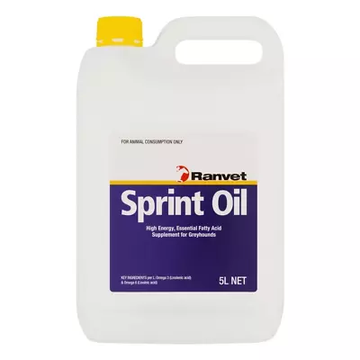 Ranvet Sprint Oil  Greyhound Supplement Omega 3 & 6 Energy Dogs  5 Litre • $66.50