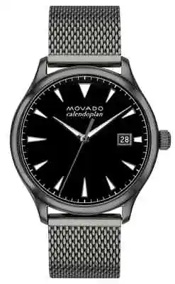 MOVADO Heritage Mens Black Dial Illuminating Indices Ion Plated Mesh Strap Watch • $399