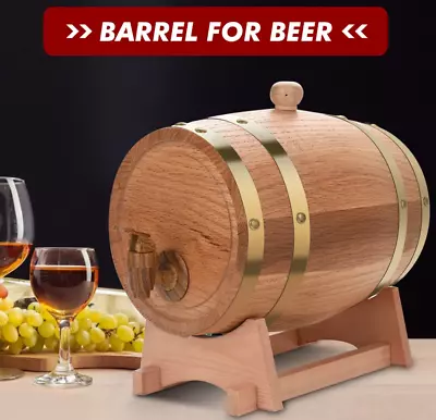 5L Oak Timber Wooden Wine Barrel Whisky Beer Rum Brewing Port Kegs OZ • $66.25
