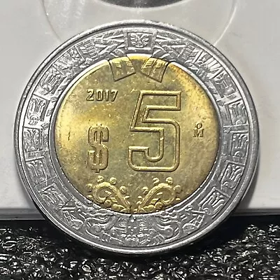 2017 Mexico ***5 Pesos*** KM# 605~Mexican Golden Eagle~L@@K • $5