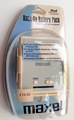 £10 • Buy Maxell IPod Compatible Back-Up Battery Pack With Dock Connector Clip P-2 191202