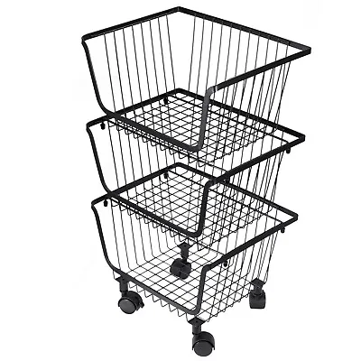 3 Layers Rotatable Baskets Kitchen Vegetable Fruits Rack Rolling Storage Cart • $30.95