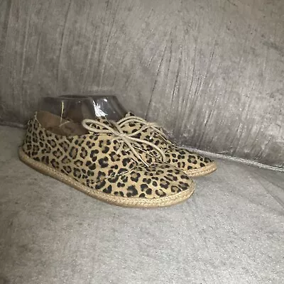 Divided Leopard Animal Print Lace Up Espadrille Casual Shoe H&M Brown • $14.99