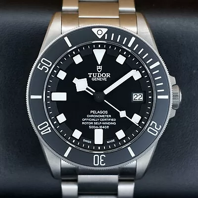 TUDOR Pelagos 42mm Titanium Black Dial Watch On Bracelet B & P - M25600TN-0001 • $3540