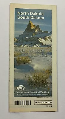 1992 Aaa Vacation Travel Guide Map Of North & South Dakota ~ American Auto Assn. • $2.99