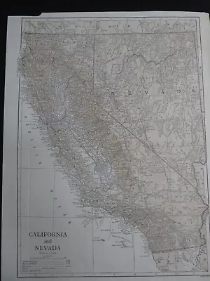 Antique Map Of California & Nevada North America By Emery Walker 1910 • $3.69