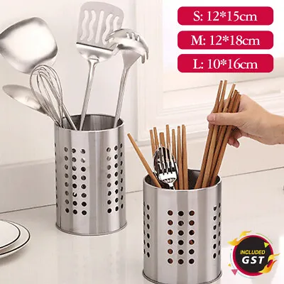 Stainless Steel Cutlery Stand Home Kitchen Rack Sink Tidy Drainer Utensil Holder • $11.82